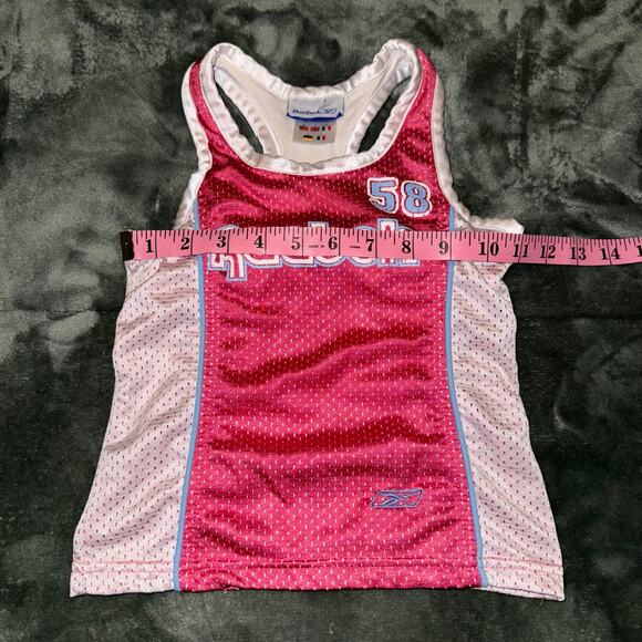 Vintage Reebok Youth Girl's Size Small Pink/White Jersey Lined Y2K 90s Shirt - Picture 5 of 8
